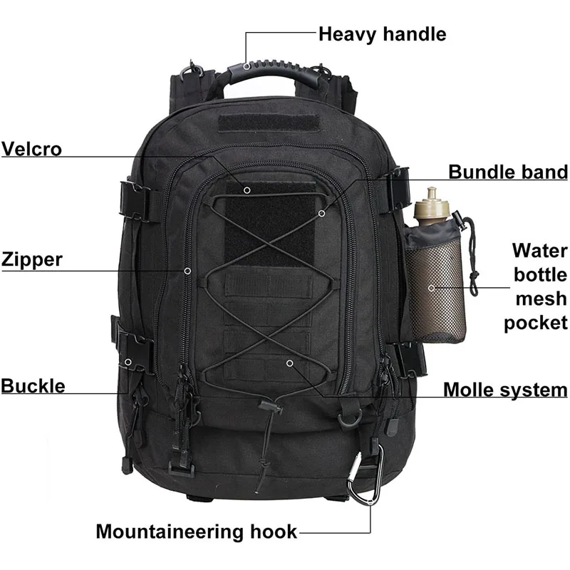 LQARMY 60L Military Tactical Backpack Army Molle Assault Rucksack Outdoor Travel Hiking Rucksacks Camping Hunting mochila hombre - Image 2