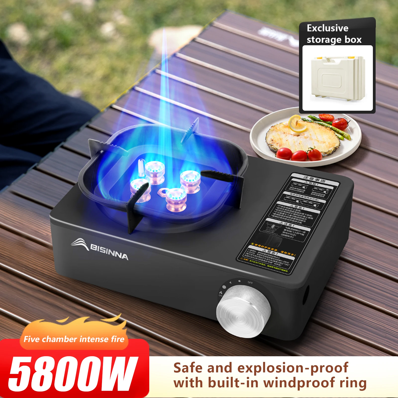 BISINNA Camping Gas Stove 5800W High Firepower Outdoor Portable Cassette Burner for Picnic Hiking Trekking - Image 4